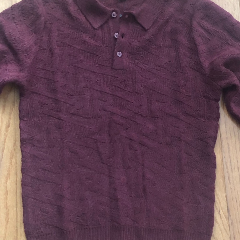 NWT Express Men's Burgundy Polo Quarter Button Up Sweater Size Small - Picture 3 of 13